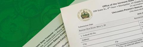 Image of unclaimed property holder forms.